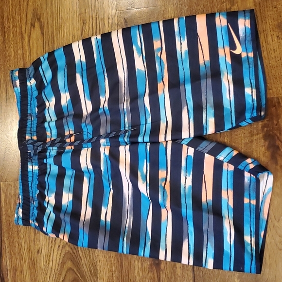 Mens Nike Hydrofuge navy, royal blue, and peach swim trunks size S